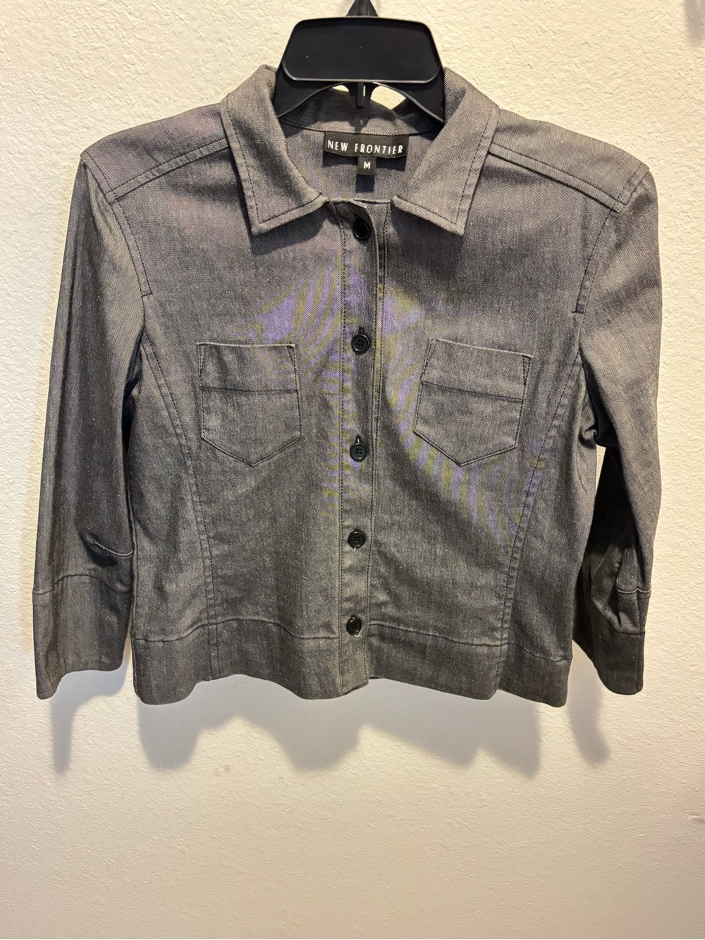 New Frontier Gray Denim Button-Up Jacket Sz M